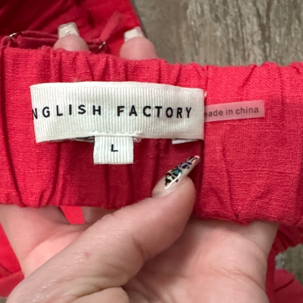 English Factory Linen Crop Top w/ Ric Rac Trim - Picture 6 of 8